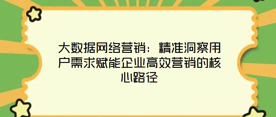 大數據網絡營銷：精準洞察用戶需求賦能企業高效營銷的核心路徑