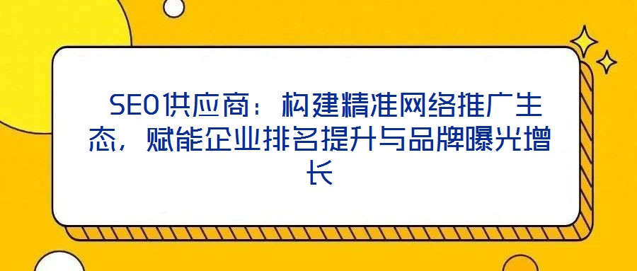  SEO供應(yīng)商：構(gòu)建精準(zhǔn)網(wǎng)絡(luò)推廣生態(tài)，賦能企業(yè)排名提升與品牌曝光增長(zhǎng)