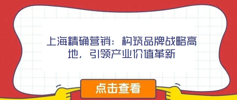 上海精確營銷：構筑品牌戰略高地，引領產業價值革新