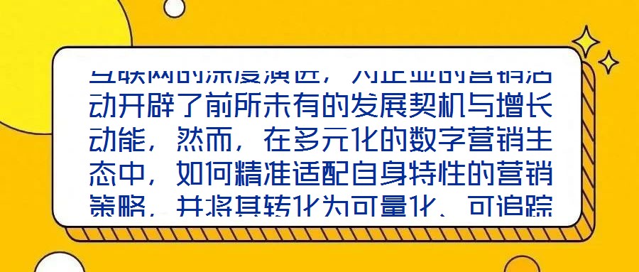 互聯網的深度演進，為企業的營銷活動開辟了前所未有的發展契機與增長動能，然而，在多元化的數字營銷生態中，如何精準適配自身特性的營銷策略，并將其轉化為可量化、可追蹤