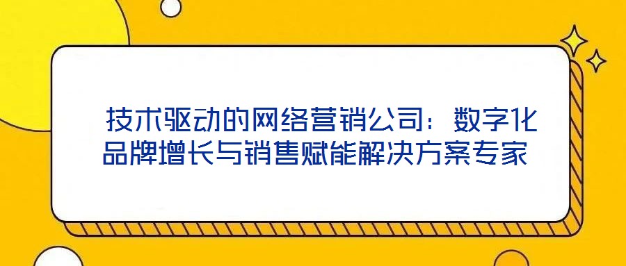  技術(shù)驅(qū)動(dòng)的網(wǎng)絡(luò)營(yíng)銷公司：數(shù)字化品牌增長(zhǎng)與銷售賦能解決方案專家