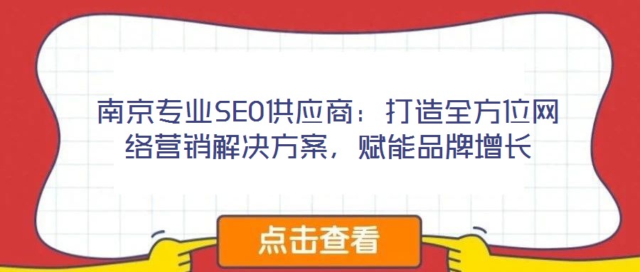 南京專業(yè)SEO供應商：打造全方位網(wǎng)絡營銷解決方案，賦能品牌增長