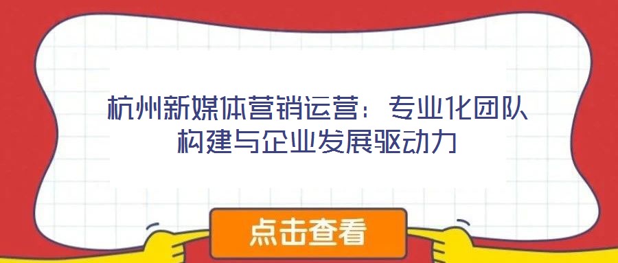 杭州新媒體營銷運營：專業化團隊構建與企業發展驅動力
