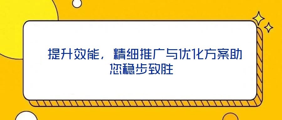  提升效能，精細推廣與優(yōu)化方案助您穩(wěn)步致勝
