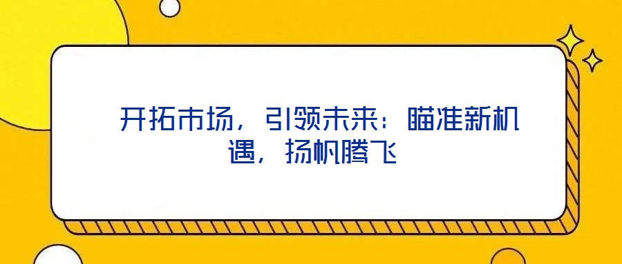  開拓市場(chǎng)，引領(lǐng)未來：瞄準(zhǔn)新機(jī)遇，揚(yáng)帆騰飛
