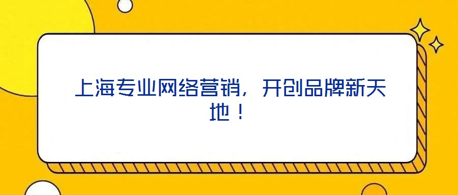 上海專業(yè)網絡營銷，開創(chuàng)品牌新天地！